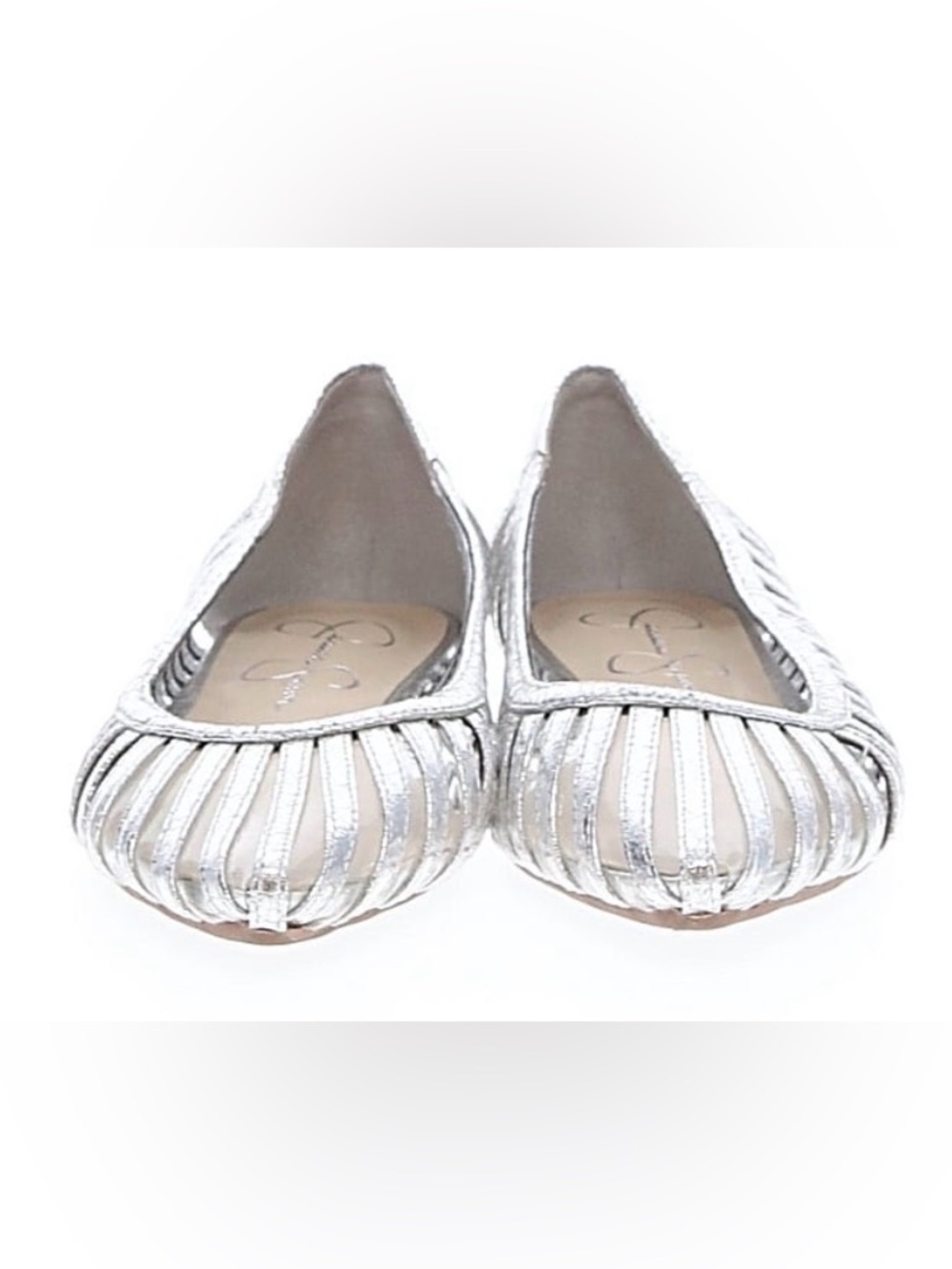 Jessica Simpson Silver Strappy Cage Ballet Flats